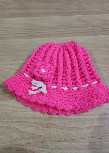 Pembe Örgü Çocuk Şapkası - Görsel 4