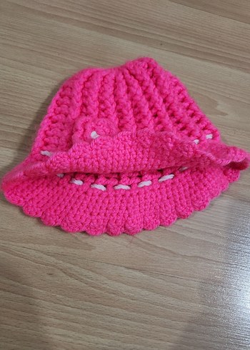 Pembe Örgü Çocuk Şapkası - Görsel 3
