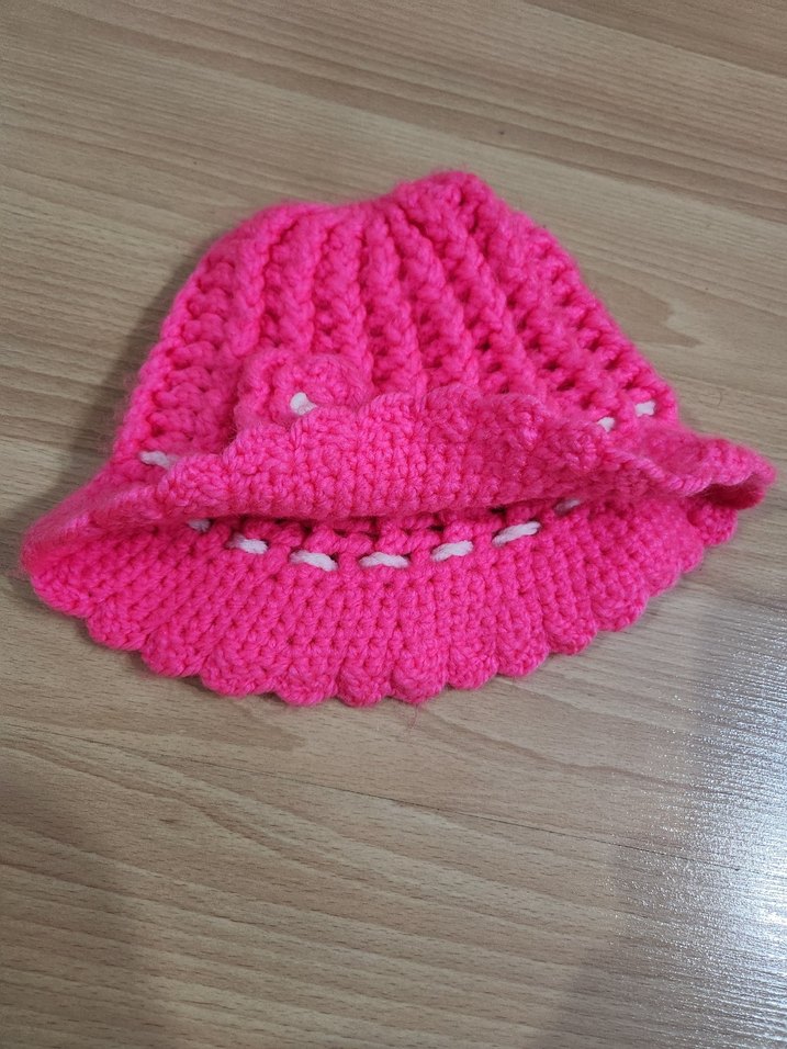 Pembe Örgü Çocuk Şapkası - Görsel 3