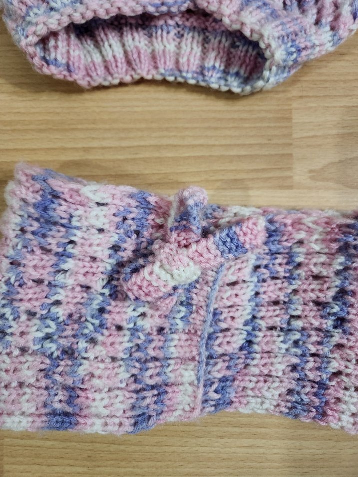 Çocuk Pembe Örgü Bere ve Boyunluk Seti - Görsel 4