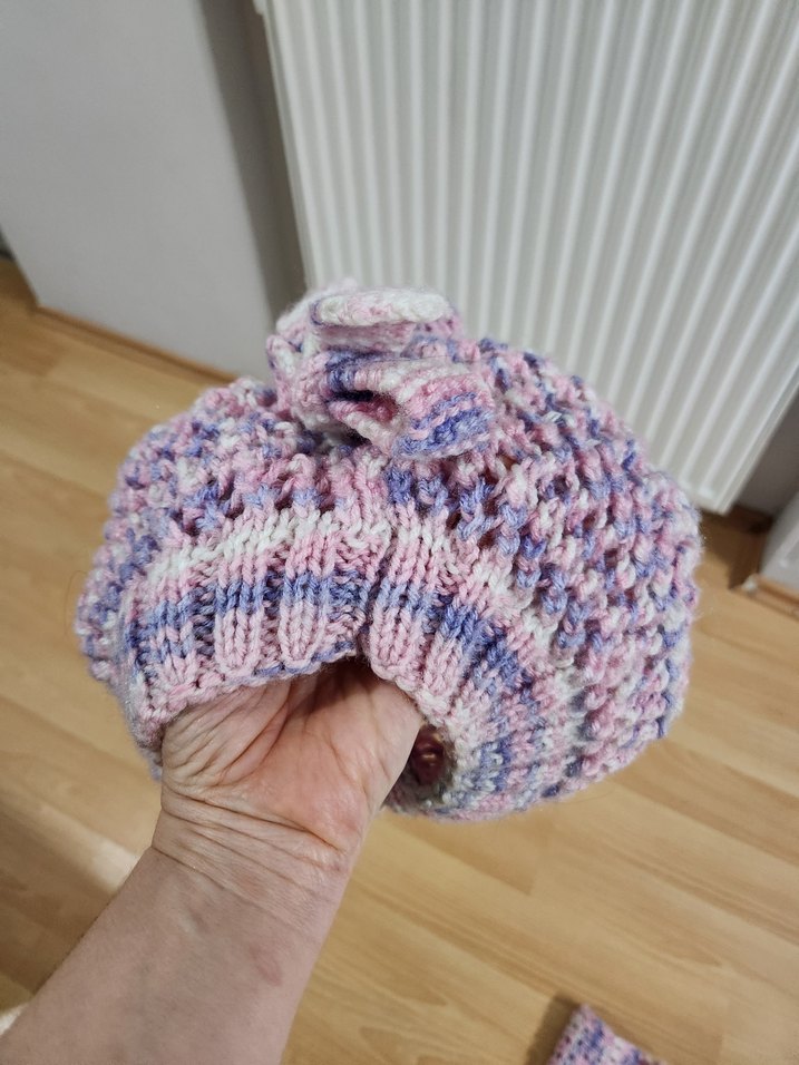 Çocuk Pembe Örgü Bere ve Boyunluk Seti - Görsel 5