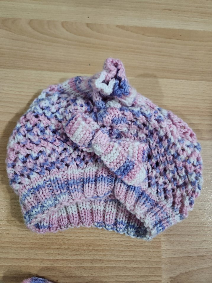 Çocuk Pembe Örgü Bere ve Boyunluk Seti - Görsel 2