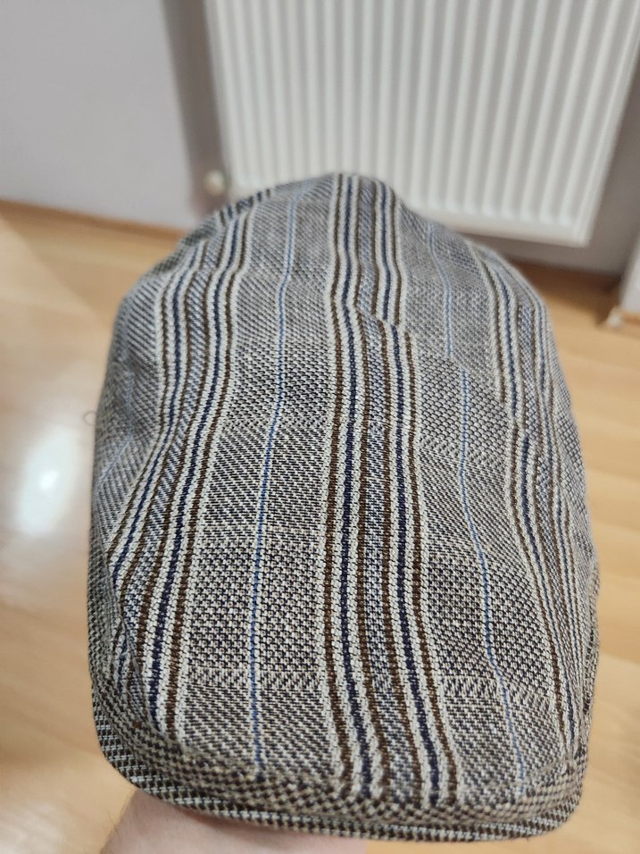 Bohem Gri Çizgili Erkek Kasket Şapka - Görsel 4