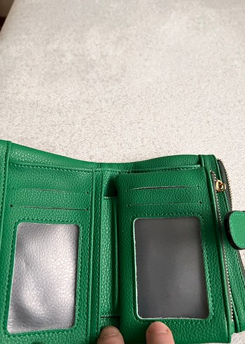 Yeşil Deri Fermuarlı Kadın Cüzdanı - Görsel 6