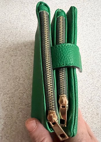 Yeşil Deri Fermuarlı Kadın Cüzdanı - Görsel 2