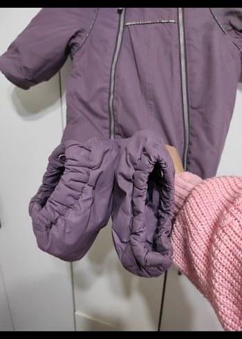 Kız Bebek Mor Fermuarlı kar tulumu - Görsel 4