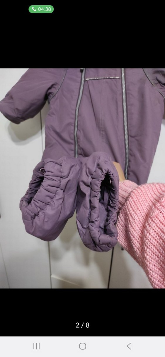 Kız Bebek Mor Fermuarlı kar tulumu - Görsel 4