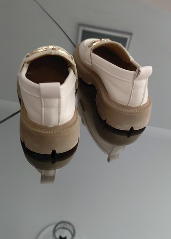 Beyaz Tokalı Kadın Platform Loafer - Görsel 6