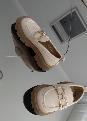 Beyaz Tokalı Kadın Platform Loafer - Görsel 7