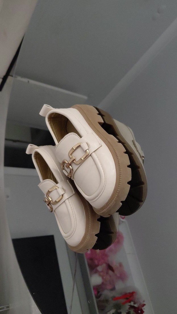 Beyaz Tokalı Kadın Platform Loafer - Görsel 4