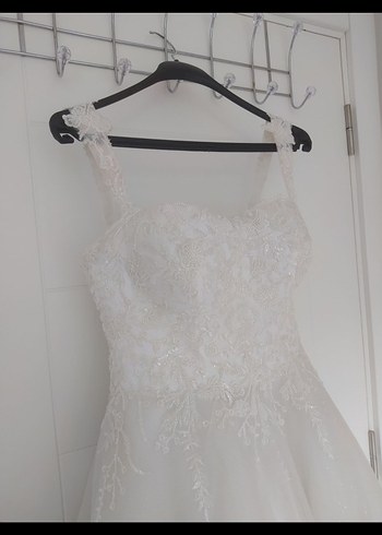 Askılı Uzun Beyaz A Kesim Gelinlik - Görsel 2