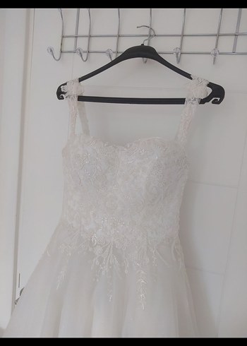 Askılı Uzun Beyaz A Kesim Gelinlik - Görsel 3