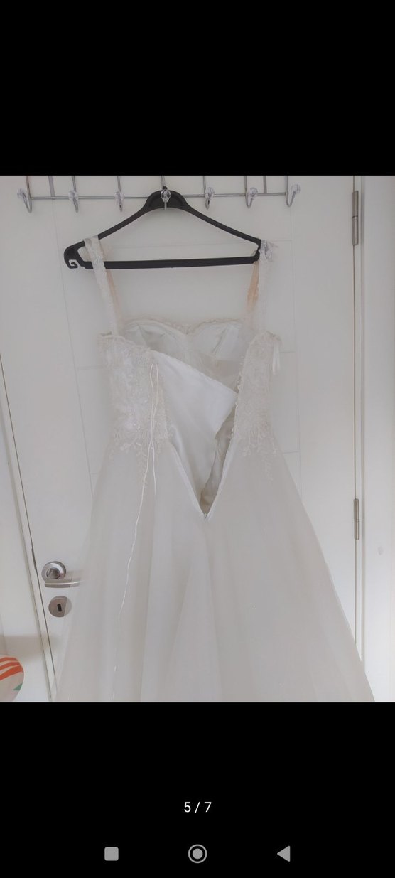 Askılı Uzun Beyaz A Kesim Gelinlik - Görsel 5