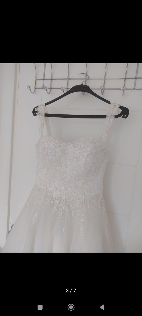 Askılı Uzun Beyaz A Kesim Gelinlik - Görsel 3