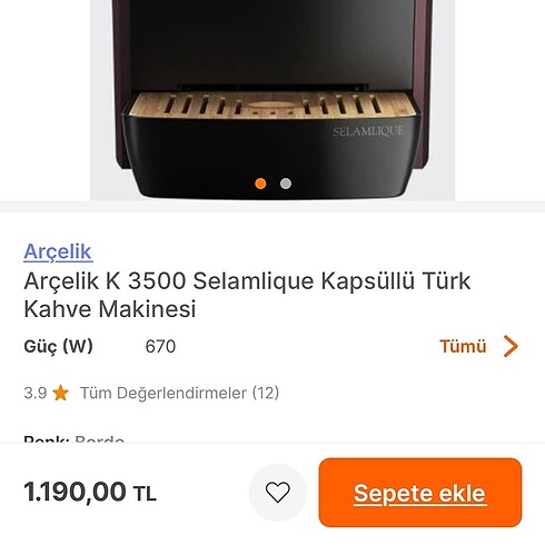 Arçelik Selamlique Türk kahvesi makinesi