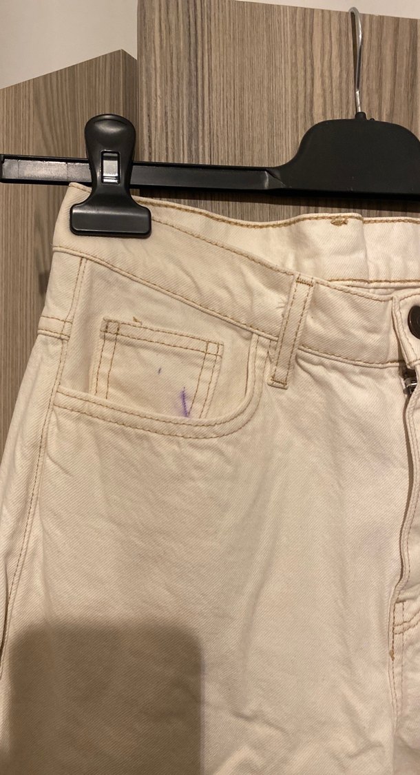 Krem rengi Kadın Regular Fit Midi Kot Pantolon - Görsel 2