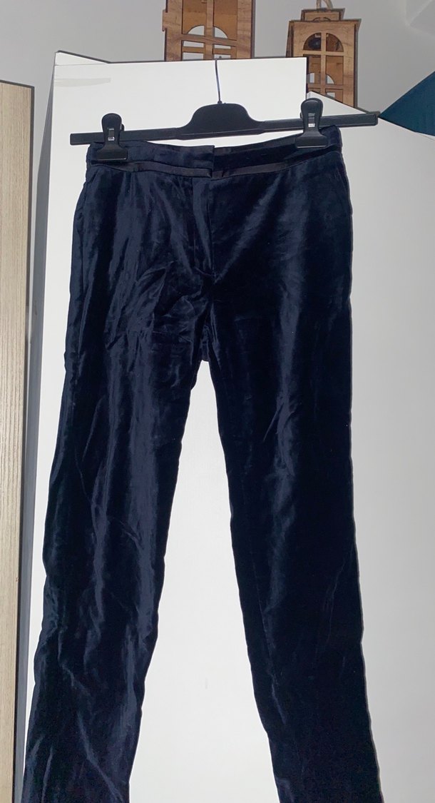 Kadife koyu lacivert pantolon - Görsel 4