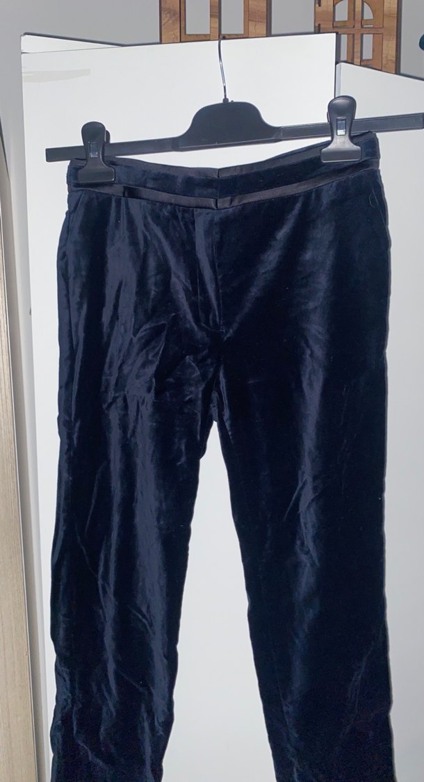 Kadife koyu lacivert pantolon - Görsel 3