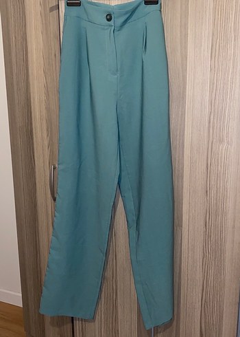 Su yeşili kumaş palazzo pantolon - Görsel 2