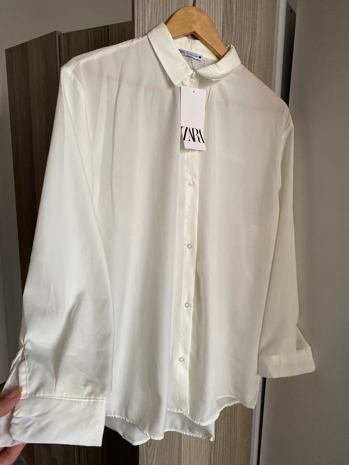 Zara Beyaz Kadın Gömlek - Görsel 3