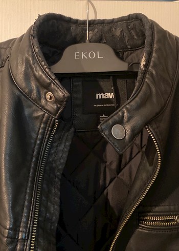 Mavi marka Siyah Erkek Deri Biker Ceket - Görsel 3