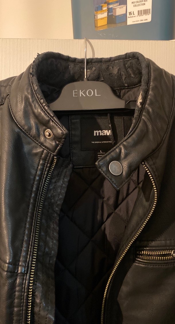 Mavi marka Siyah Erkek Deri Biker Ceket - Görsel 3