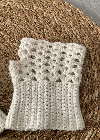 Dantel Detaylı Beyaz Örgü Kadın Eldiveni - Görsel 4