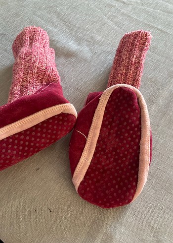 Çocuk Örgü ve kadife panduf - Görsel 4