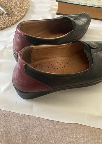Bordo Kadın iç dış yumuşak deri ayakkabı - Görsel 5
