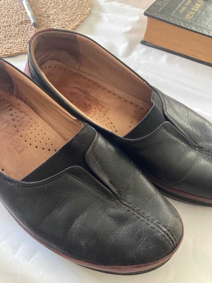 Bordo Kadın iç dış yumuşak deri ayakkabı - Görsel 4