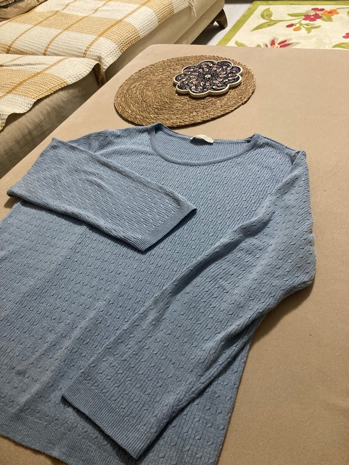 Mavi saç Örgüsü LCW Kazak - Görsel 3