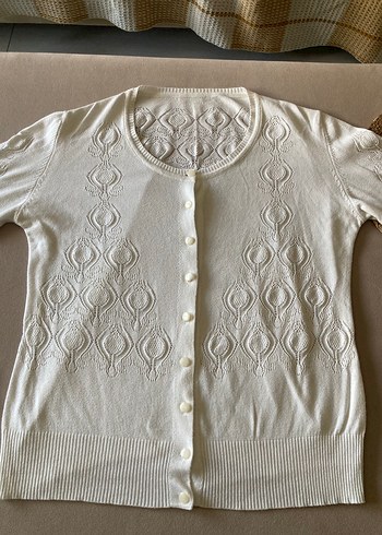 Nakışlı Beyaz şık tiriko Kadın Hırka - Görsel 2