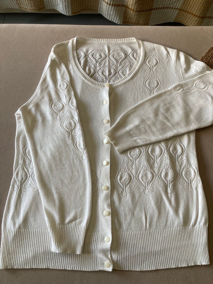 Nakışlı Beyaz şık tiriko Kadın Hırka - Görsel 4