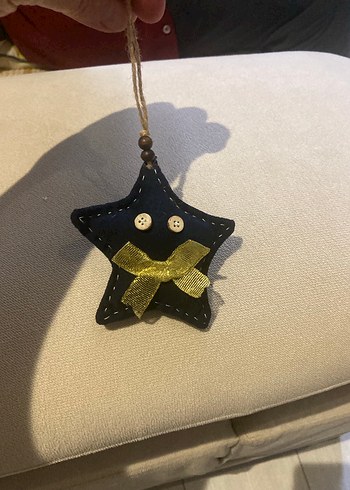 Nakışlı Kurdeleli Siyah Yıldız anahtarlık - Görsel 2