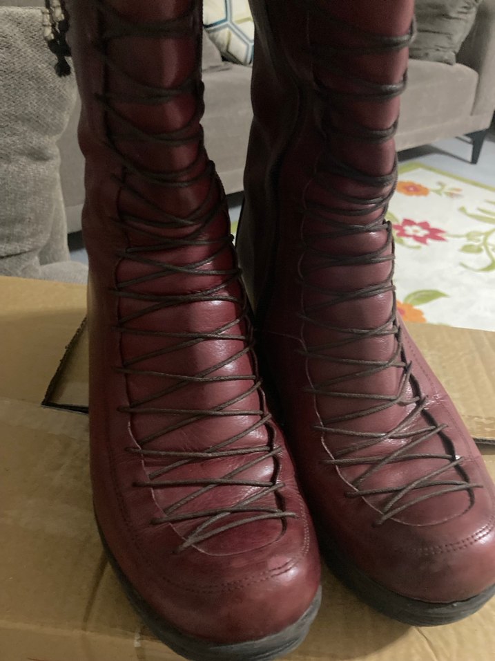 Bordo Deri Dolgu Topuklu Kadın çizme - Görsel 2