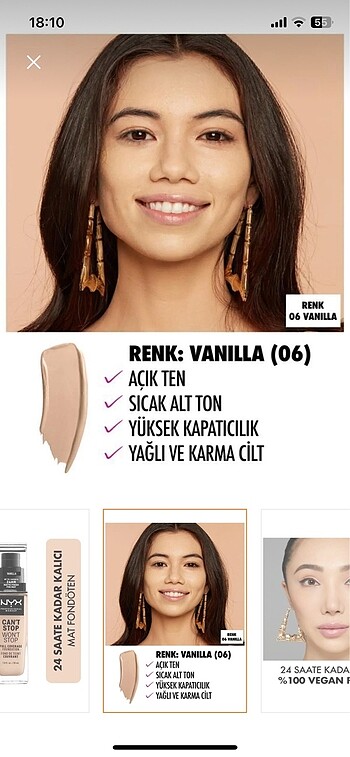 NYX Vanilla 24 Saat Kalıcı Profesyonel Fondöten - Görsel 6