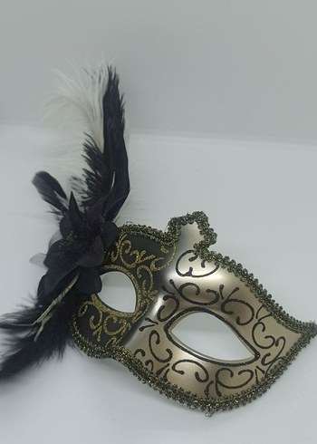 Siyah Altın Detaylı Simli Balo Maskesi - Görsel 2