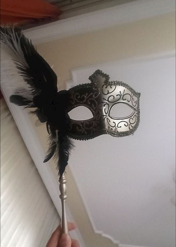 Siyah Altın Detaylı Simli Balo Maskesi - Görsel 3