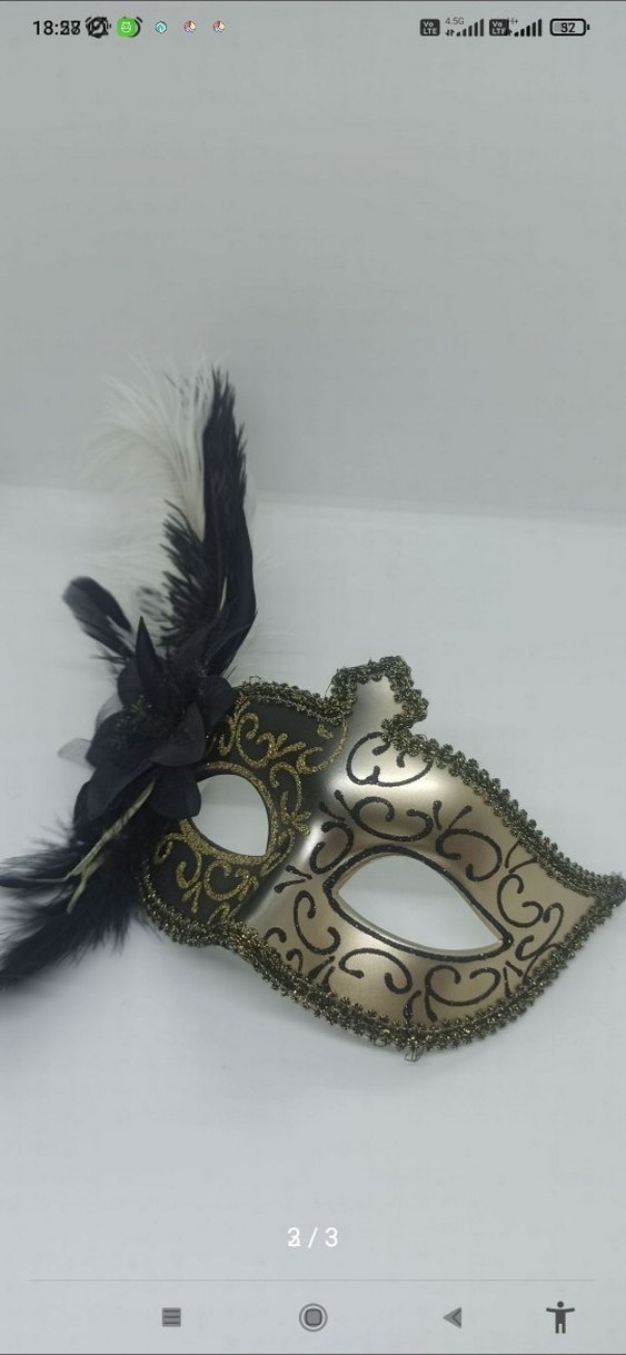 Siyah Altın Detaylı Simli Balo Maskesi - Görsel 2