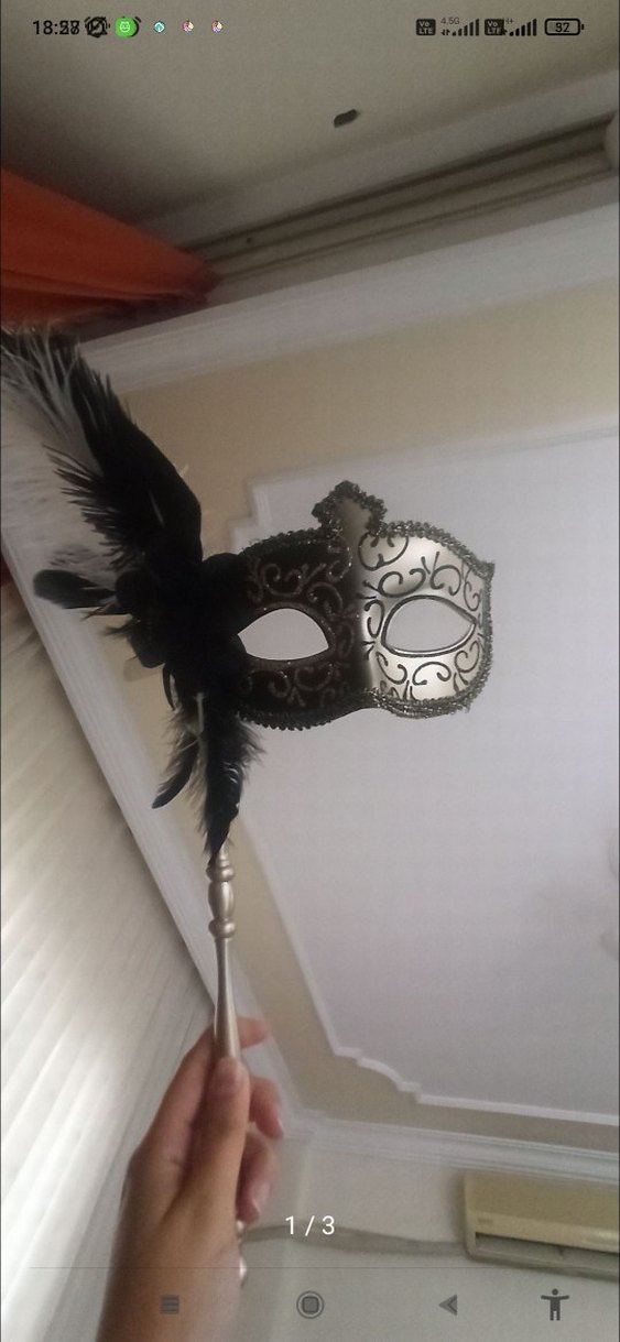 Siyah Altın Detaylı Simli Balo Maskesi - Görsel 3