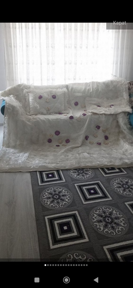 Beyaz Nakışlı Yatak Örtüsü - Görsel 3