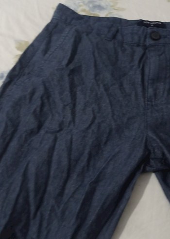 11-12 Yaş Beden Lacivert Keten Midi Pantolon