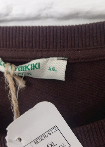 50 Beden Drapeli Uzun Kahverengi Kadın Sweatshirt