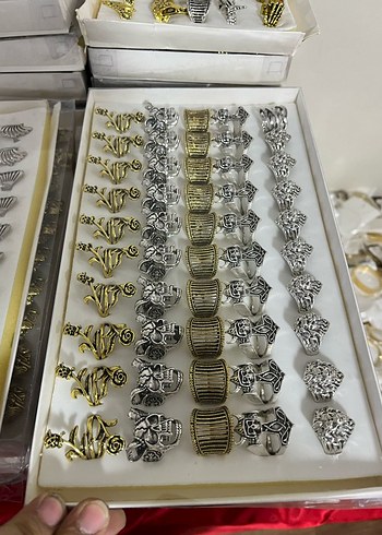 Altın Renkli Bohem Vintage Yüzük Seti - Görsel 5