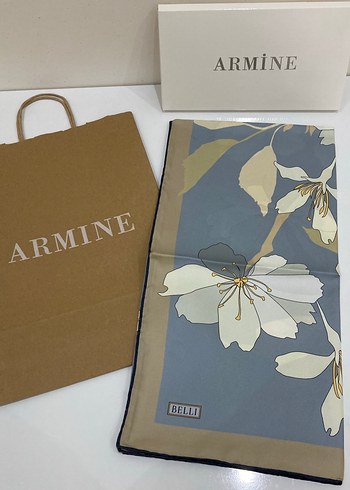 Beden gri Renk Armine Belli Twill İpek Eşarp Yeni Etiketli
