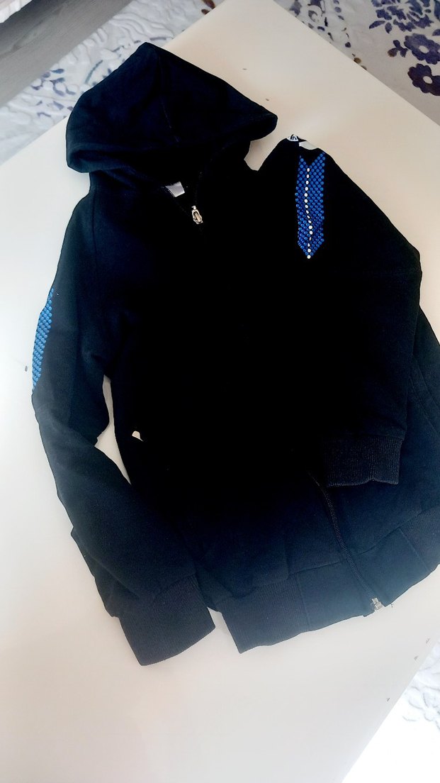 Siyah Erkek Çocuk Kapüşonlu Fermuarlı hirka - Görsel 2