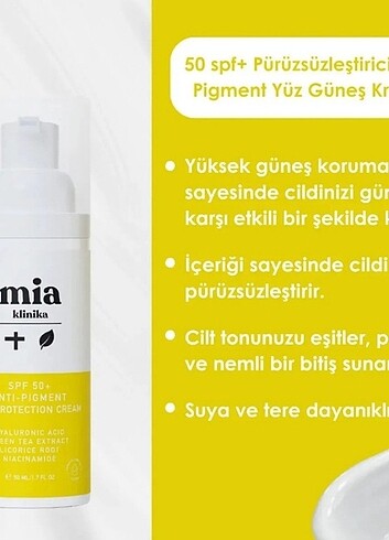 Mia 50 spf kirisklik karşıtı güneş kremi 