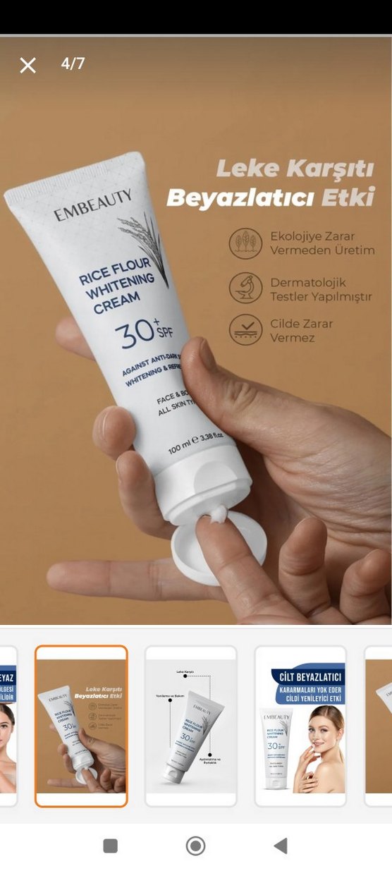Embeauty Pirinç Unlu Beyazlatıcı Vücut Kremi SPF30 - Görsel 4