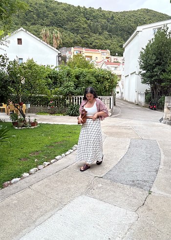 Bohem Midi Etek, Dantel Detaylı