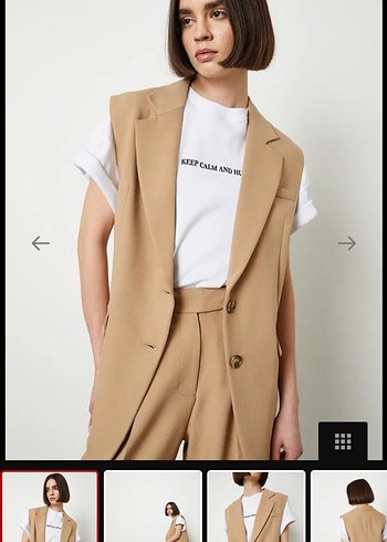 Bej Kolsuz Mini Kadın Blazer